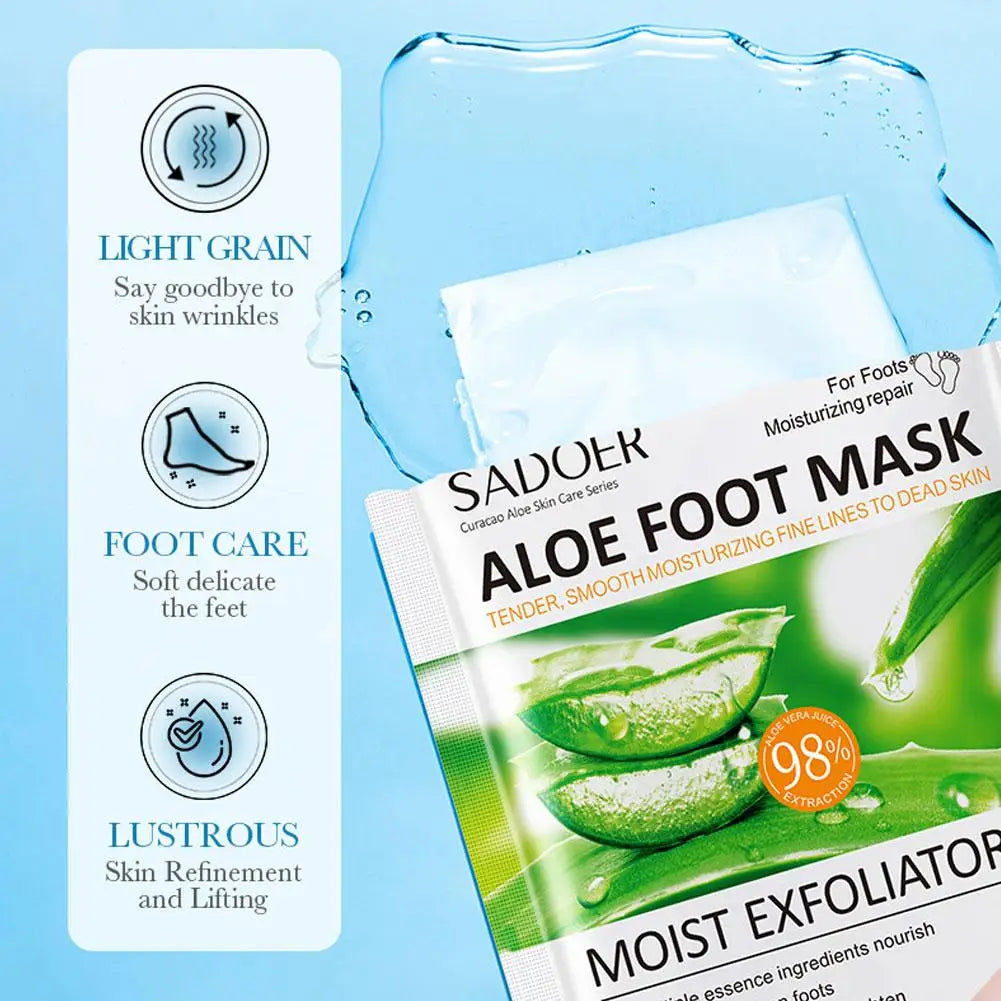 SADOER 1/2Pairs Moisturizing Exfoliating Aloe Vera Foot Peel Mask Sock Pedicure Peeling Dead Skin Remover Feet Mask SkinCare