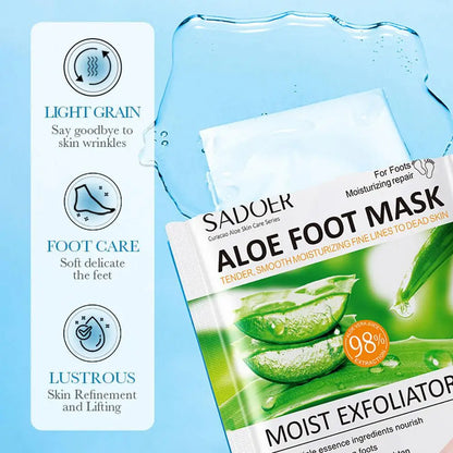 SADOER 1/2Pairs Moisturizing Exfoliating Aloe Vera Foot Peel Mask Sock Pedicure Peeling Dead Skin Remover Feet Mask SkinCare
