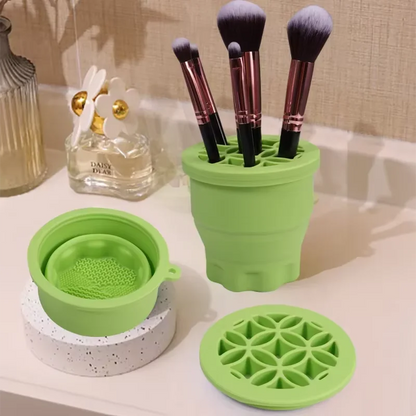 1PC Silicone Washing Bowl Makeup Brush Cleaning Box Make-up Egg Drying Tool Set Powder Puff Washer Sponge Storage Artifact