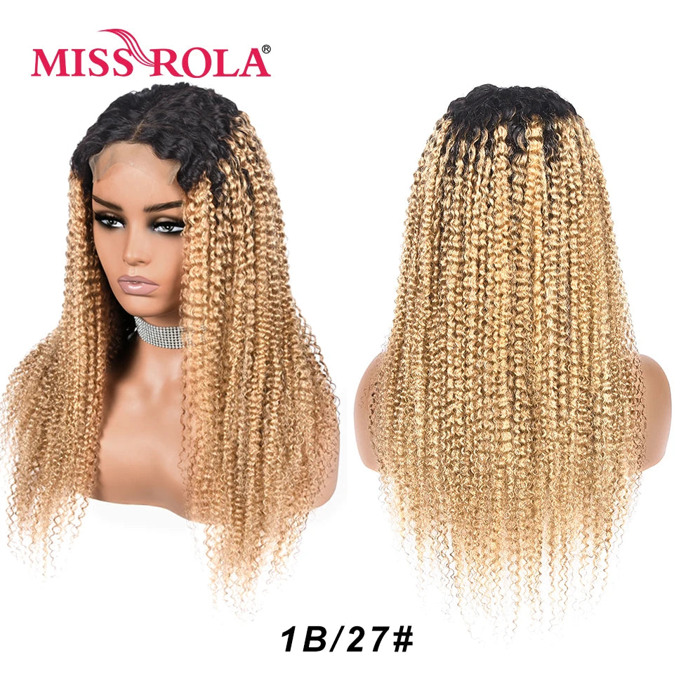 Miss Rola Brazilian Human Hair Curly Wigs 180% Density 4x4 Lace Closure Wig Kinky Curly Hair Wig Remy Pre Plucked With Baby Hair