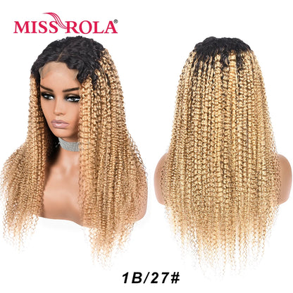 Miss Rola Brazilian Human Hair Curly Wigs 180% Density 4x4 Lace Closure Wig Kinky Curly Hair Wig Remy Pre Plucked With Baby Hair