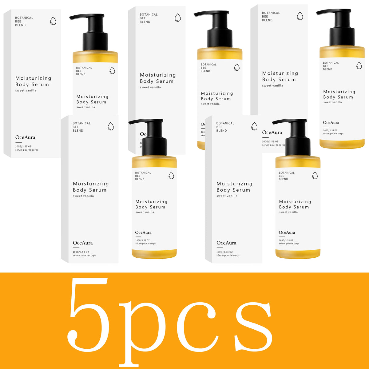 OceAura Botanical Bee Blend Sweet Vanilla Moisturizing Body Serum Long Lasting Hydrating Non Sticky Smooth Dry Skin Nourishing