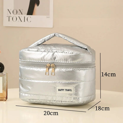 Travel Makeup Bag, Large Capacity Cosmetic Bags for Women, Portable Waterproof Toiletry Bag Makeup Organizer Bag with Handle