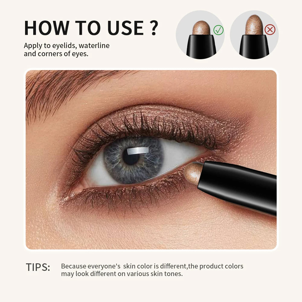 Eyeshadow Stick Highlighter Brightening Pen with Pearly Glitter & Matte Finish Shadow Eyeshadow Pencil Crayon Eyeliner Cosmetic