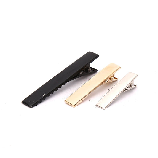 (YOUR)100pcs Black Hairclips Single Prong Alligator Hairpin Blank Setting Hair Clips.