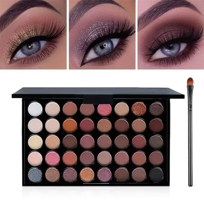 40Colors Glitter Eyeshadow Palette with Free 1Brushes Matte Waterproof Long Lasting Eyeshaow Powder Palette Cosmetics MakeUp Kit