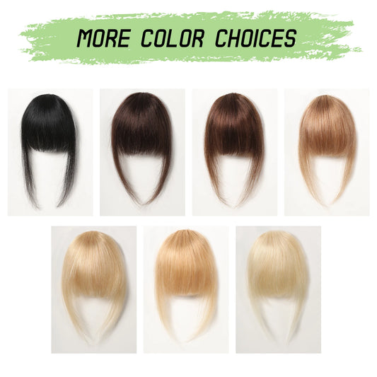 Human Hair Bangs for Women Clip on Air Bangs for Daily Hair Extensions Natural Black Human Wispy Bangs Fringe Blunt Cut Bangs