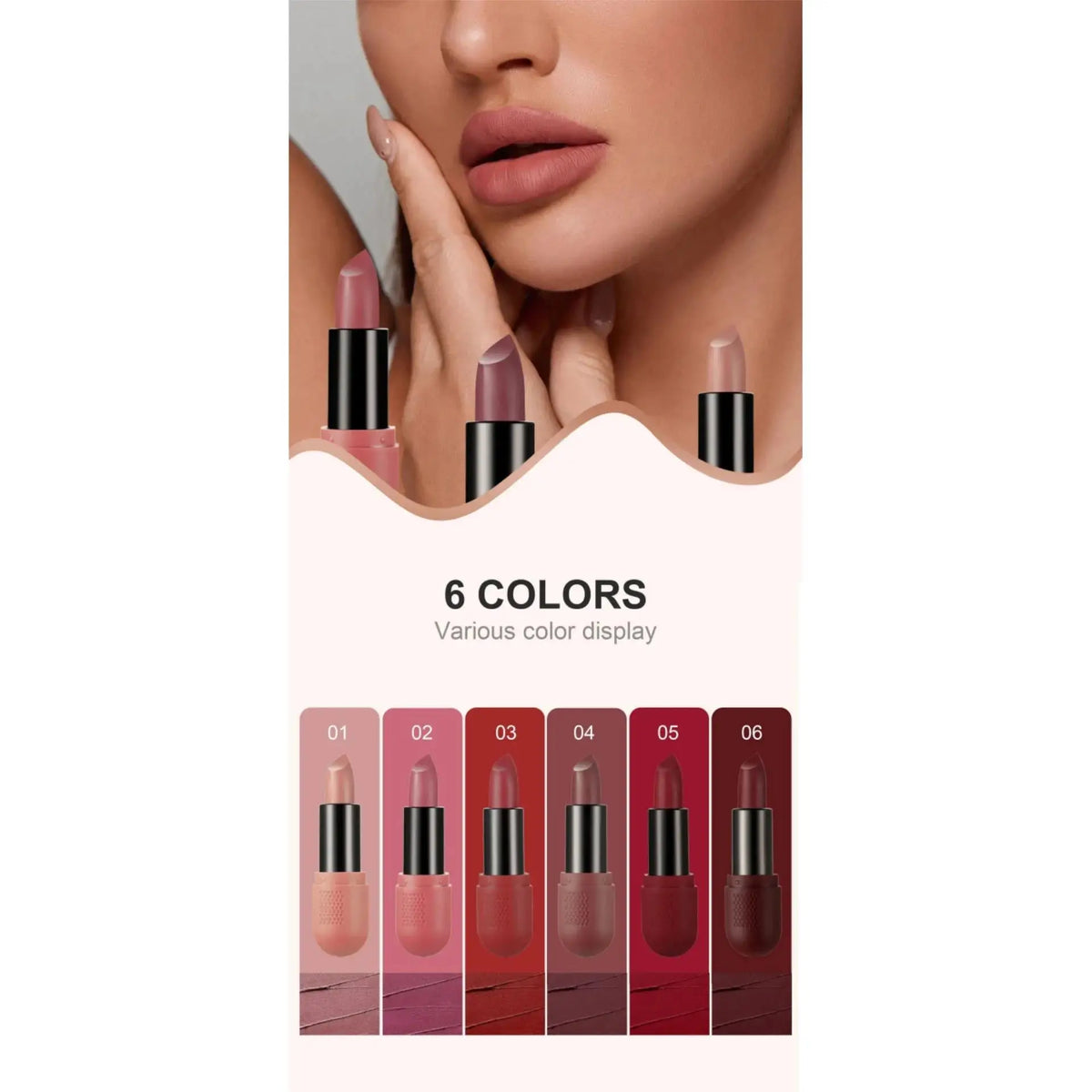 Matte Lipstick Set 6 Colors Velvet Texture Long Lasting Non Drying Lip Makeup Women Gift Box