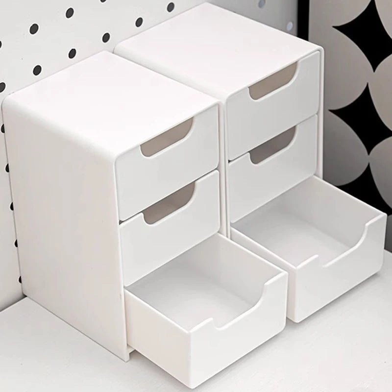 3-Tier Cosmetic Storage Box Organizer With Drawers Multifunctional Countertop Storage For Jewelry Makeup Brush Office Supplies