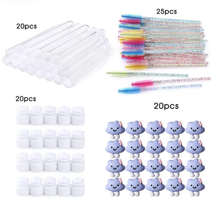 20Pcs Reusable Eyelash Brush Tube Christmas Style Disposable Mascara Wands Applicator with Tube Dust-proof Tubes Makeup Tools