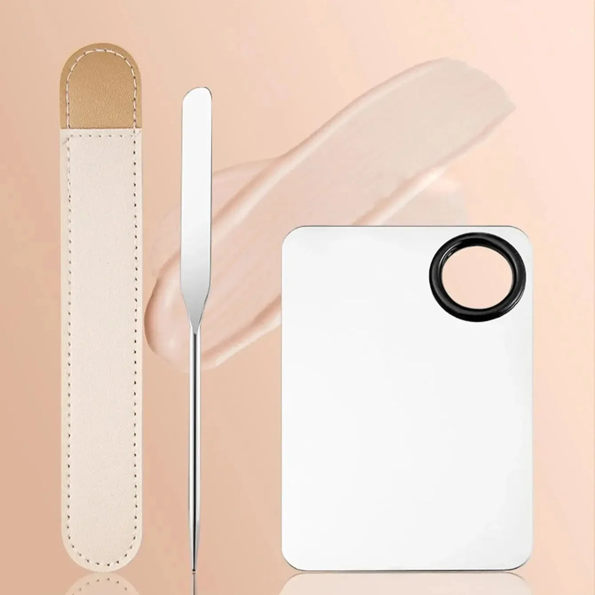 1/2/3Pcs Spatula and Stainless Steel Mixing Palette,Nail Art And Cosmetic Mixing Tool For Foundation,Makeup Artist Mixing Tools