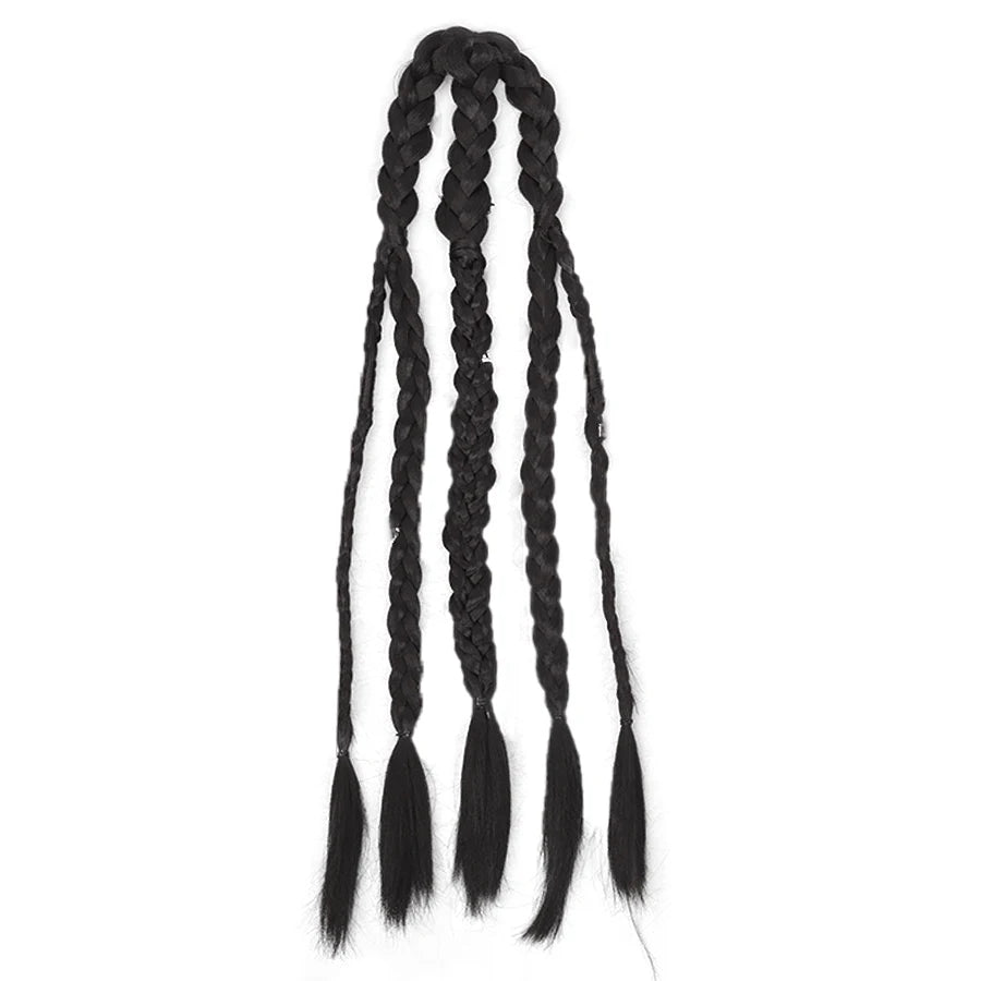 Synthetic 24" Handmade Viking Braided Ponytail Wig Men Clip In Hair Extensions,Halloween Renaissance Warrior Costume Accessories