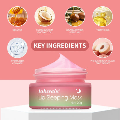 Jelly Peach Lip Sleeping Collagen Mask Hydrated Pink Lip Repair Nourish Protect Volumizes Dry And Chapped Lips Care Products