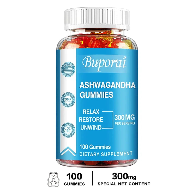 Ashwagandha Gummies - Relieve Stress, Enhance Memory, Focus, Promote Immune and Nervous System Health and Metabolism