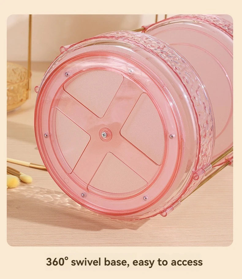 1Pc/Water Ripple Pattern Bedroom Vanity Cosmetic Rotating Storage Rack Box Bathroom Desktop Perfume and Skincare Tray