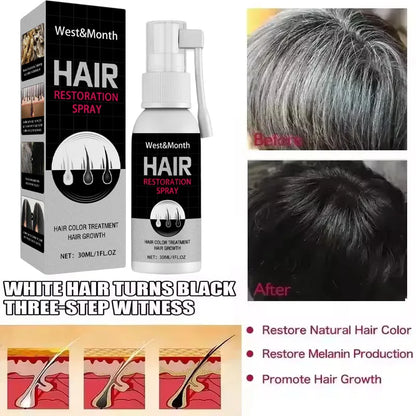 Gray White Hair Treatment Serum Cover White Hairs To Black Natural Color Repair Spray Anti Loss Hair Restore Healthy Hair Care