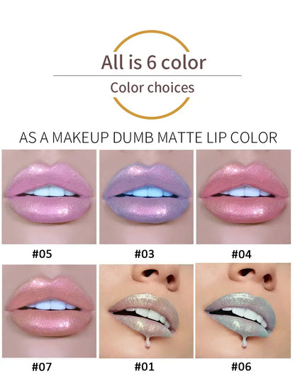 6 Colors Glitter Liquid Lip Gloss Tint Laser Holographic Lipstick Mermaid Glitter Lip Gloss Not Fading Lasting Lip Tint Cosmetic