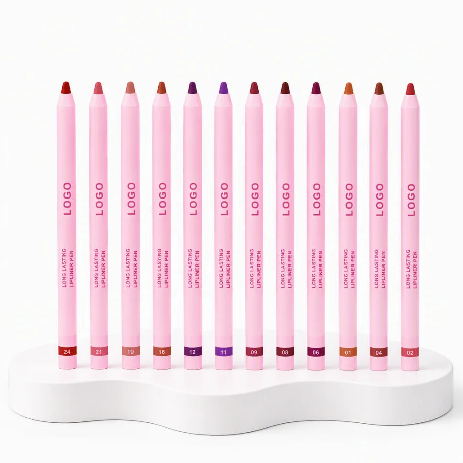 Pink Cream Lipliner Pen Custom Logo Retractable Lipliner Pencil Private Label Long Lasting Matte Waterproof Lip Liner 20pcs