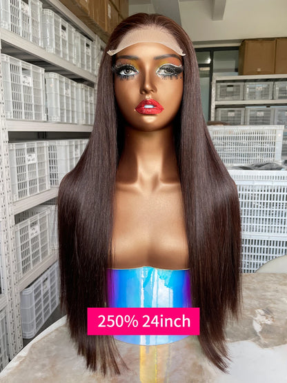 20 22 24 Inch 5x5 Transparent Bone Straight #2 Color 13x4 13x6 Lace Frontal Wig 250 Density Vietnamese Human Hair Wigs For Women