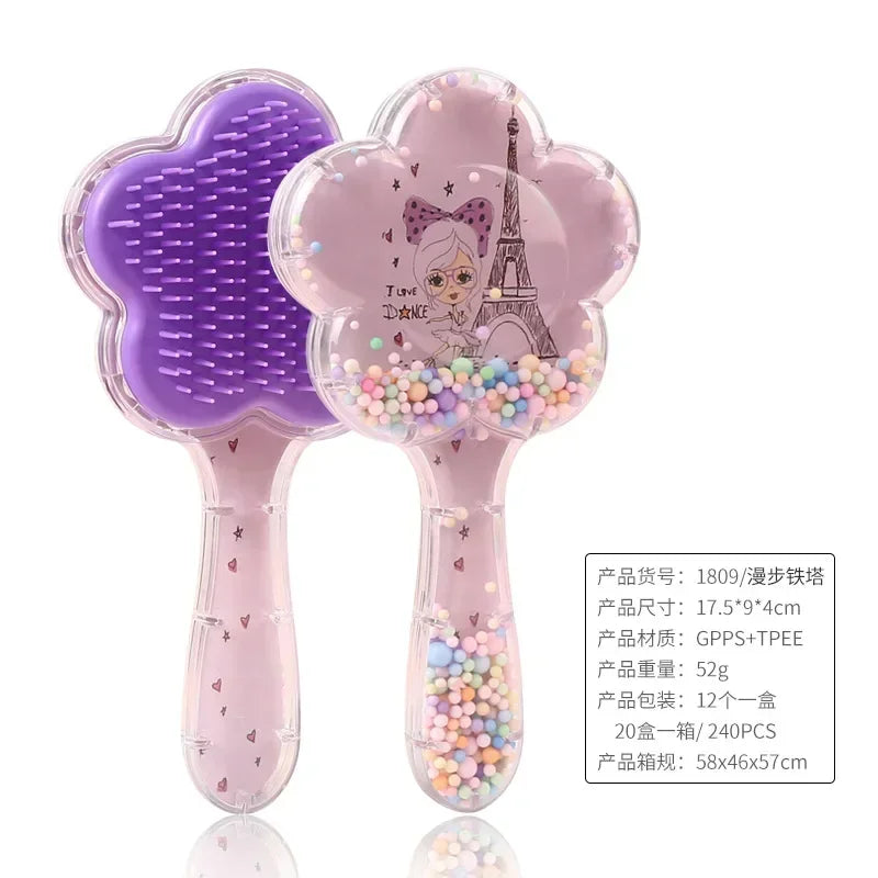 1pc Flower Shape Comb Beauty Makeup Comb with Long Handle for Kids Girls Makeup Hair Brush Children Hairbrush Combs