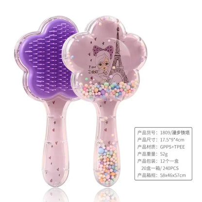 1pc Flower Shape Comb Beauty Makeup Comb with Long Handle for Kids Girls Makeup Hair Brush Children Hairbrush Combs