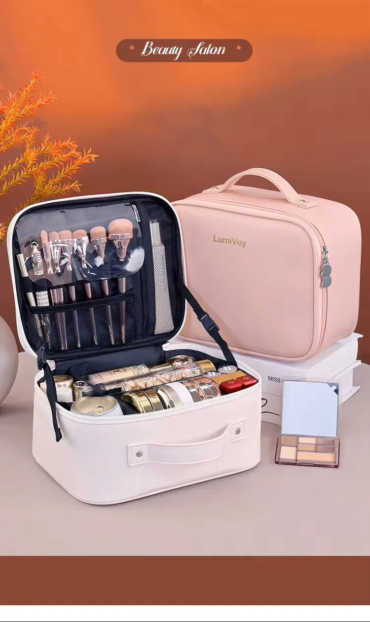 2026 New Fashion Large Capacity PU Zipper Storage Makeup Bags Portable Travel Tote for Bag Makeup Brush Cosmetic Case