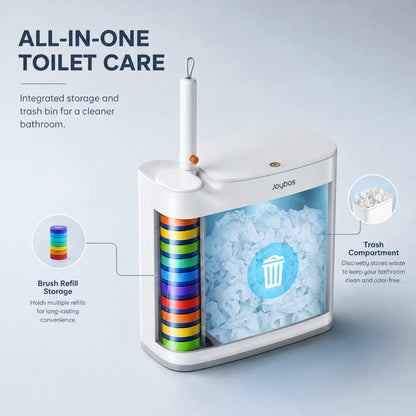 Joybos Trash Can And Toilet Brush Set, Bathroom Trash Can With 14 Disposable Toilet Brush, Includes Cleaning Brush Head, Toilet Brush Cleaner, Storage Bins With Lids, Narrow Design, Bathroom And Apartment Supplies, Halloween
