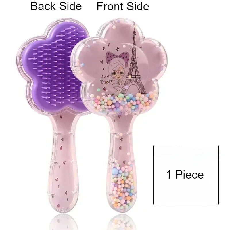 1pc Flower Shape Comb Beauty Makeup Comb with Long Handle for Kids Girls Makeup Hair Brush Children Hairbrush Combs