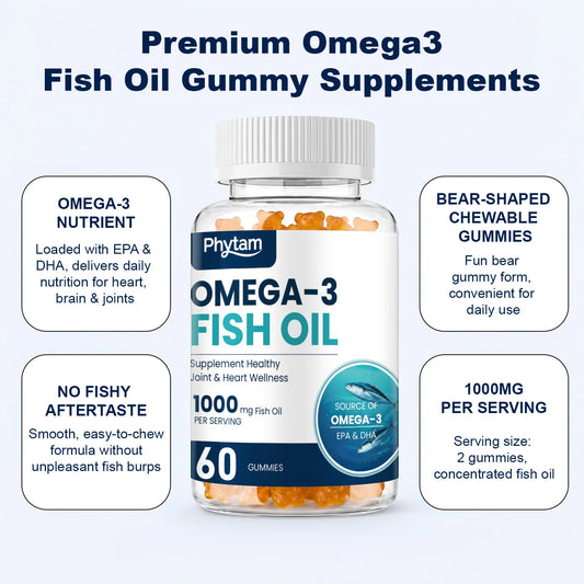 Omega 3 Fish Oil Gummies Support Brain & Nervous System Health, Cardiovascular & Skin Health, Antioxidant & Anti-Inflammation