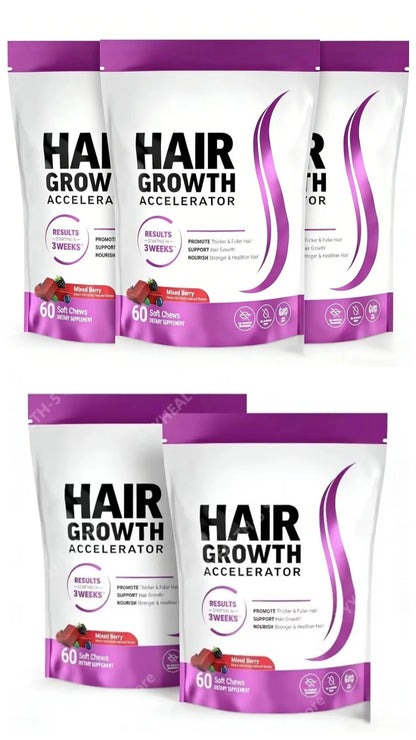 Biotin Hair Growth Soft Chews Supplement, Support Fuller Thicker Hair, Vitamin C & E for Healthy Hair Nourishment, 60 Gummy