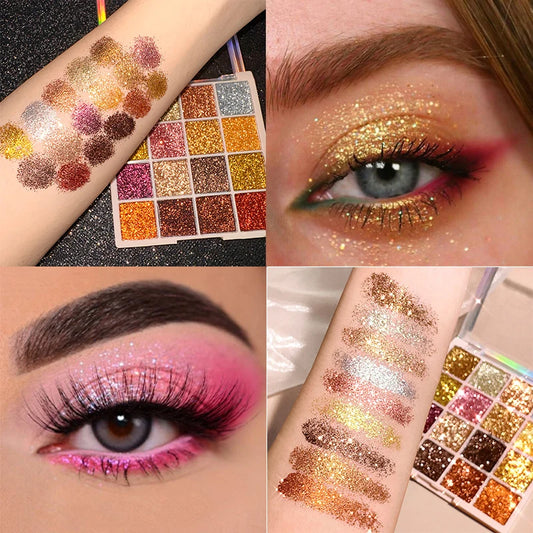 16 Colors Glitter Sequin eyeshadow Palette Diamond Shimmer Body Face Art Makeup Waterproof Skin Sequins Gloss Eyeshadow Palette
