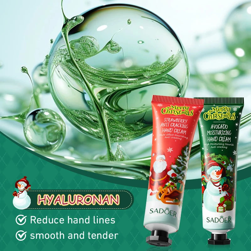 5pcs SADOER Christmas Hand Cream Sets Moisturizing Nourishing Whitening Hydrating Anti-aging Hands Skin Care Products