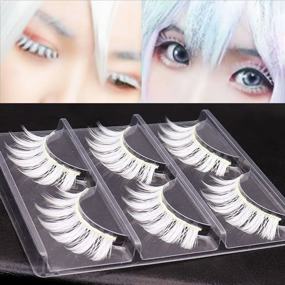 Eye Makeup Tools Halloween White Lashes Masquerade Party Natural Look False Eyelashes Reusable Cosplay White Eyelashes