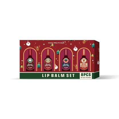 Christmas Lip Balm Set,Festival Gift Box 8-Piece Lipstick Kit, Lip Winter Anti Cracking Moisturizing Brightening Care,Non Sticky