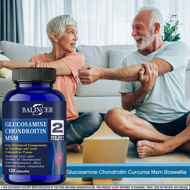 Glucosamine Chondroitin MSM - for Joint and Knee Health, Immune System, Non-GMO, 120 Capsules