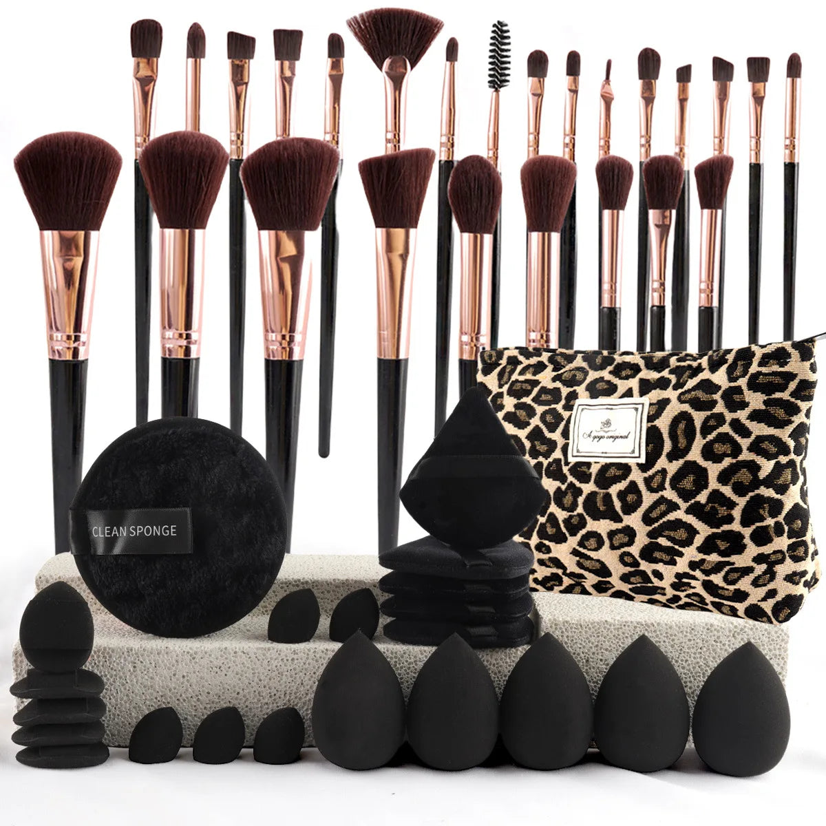 47Pcs Professional Makeup Brushes Set Beauty Tools Kit Portable Travel Cosmetic Bag Puff Toiletry Makeup Accessories Set