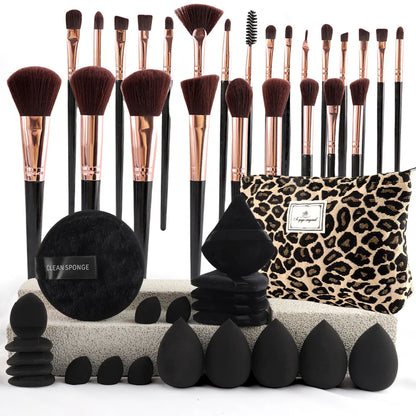 47Pcs Professional Makeup Brushes Set Beauty Tools Kit Portable Travel Cosmetic Bag Puff Toiletry Makeup Accessories Set