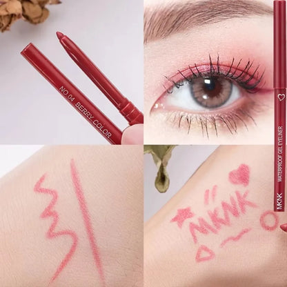 1/6Pcs 2 In 1 Eyeliner Lip Liner Gel Pencil Waterproof Long-lasting White Black Brown Easy Wear Eyeliner Makeup Eye Cosmetic