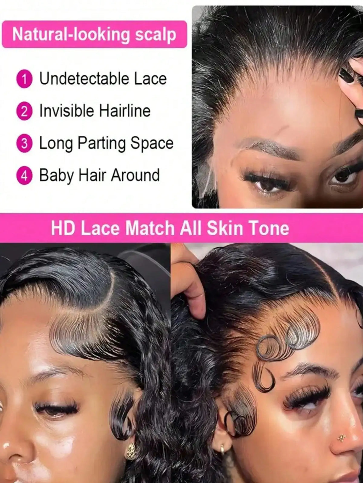 250% 13x6 HD Lace Front Wig Pre Plucked Pre Bleached Transparent Lace Frontal Wig with Baby Hair Deep Curly Wave Human Hair Wigs