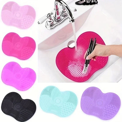 1Pc For Effective Cosmetic Tool Cleaning Makeup Brush Cleaner Silicone Cup Apple-Shaped Pad With Suction