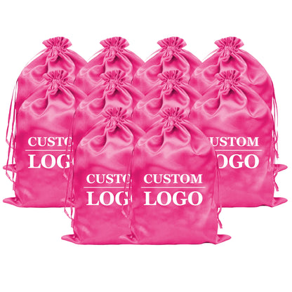10PCS Custom Satin Bags Hair Bags Luxury Goods Silk Packaging Drawstring Pouches Makeup Case Shoes Cloth Wigs Storage Bag