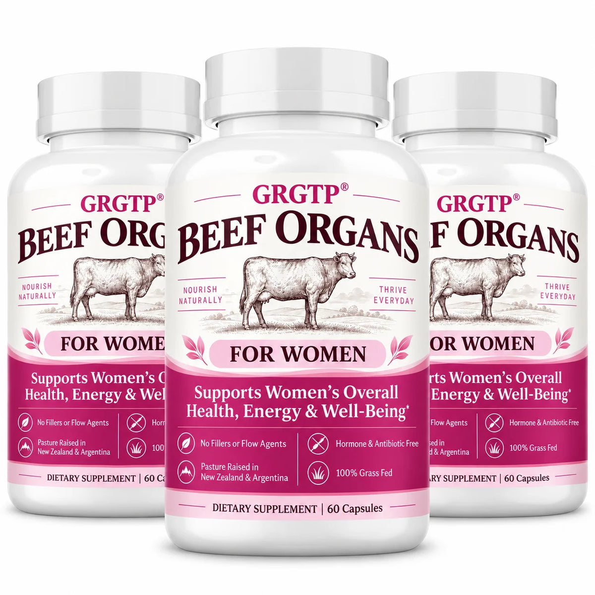 Beef Organs Supplement - Hormone Balance, Supports Women's Overall Health, Energy & Wellbeing, Promote Cellular Energy,Vitality