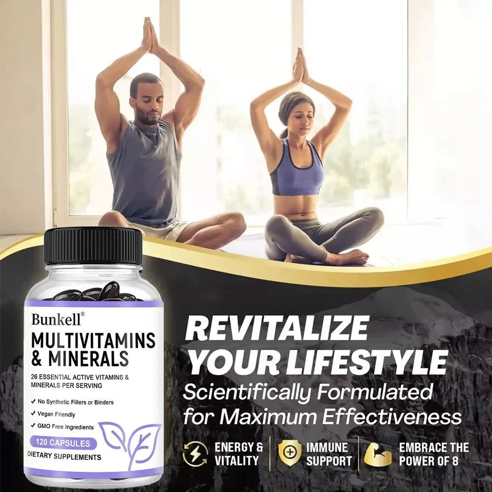 Multivitamin and Minerals - Daily Supplement, Antioxidants, Skin Repair, Liver Health Maintenance, Energy Boost, 120 Capsules