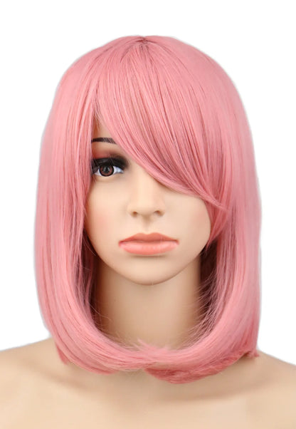 Synthetic short bob straight hair with trimmable bangs Lolita Ombre pink red blue purple cosplay wig for women short wigs