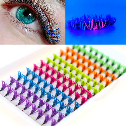 120-Piece Fluorescent/COLORFUL Shiny Dust Eyelashes Lightweight for Halloween Christmas Masquerade Parties Festive Shows
