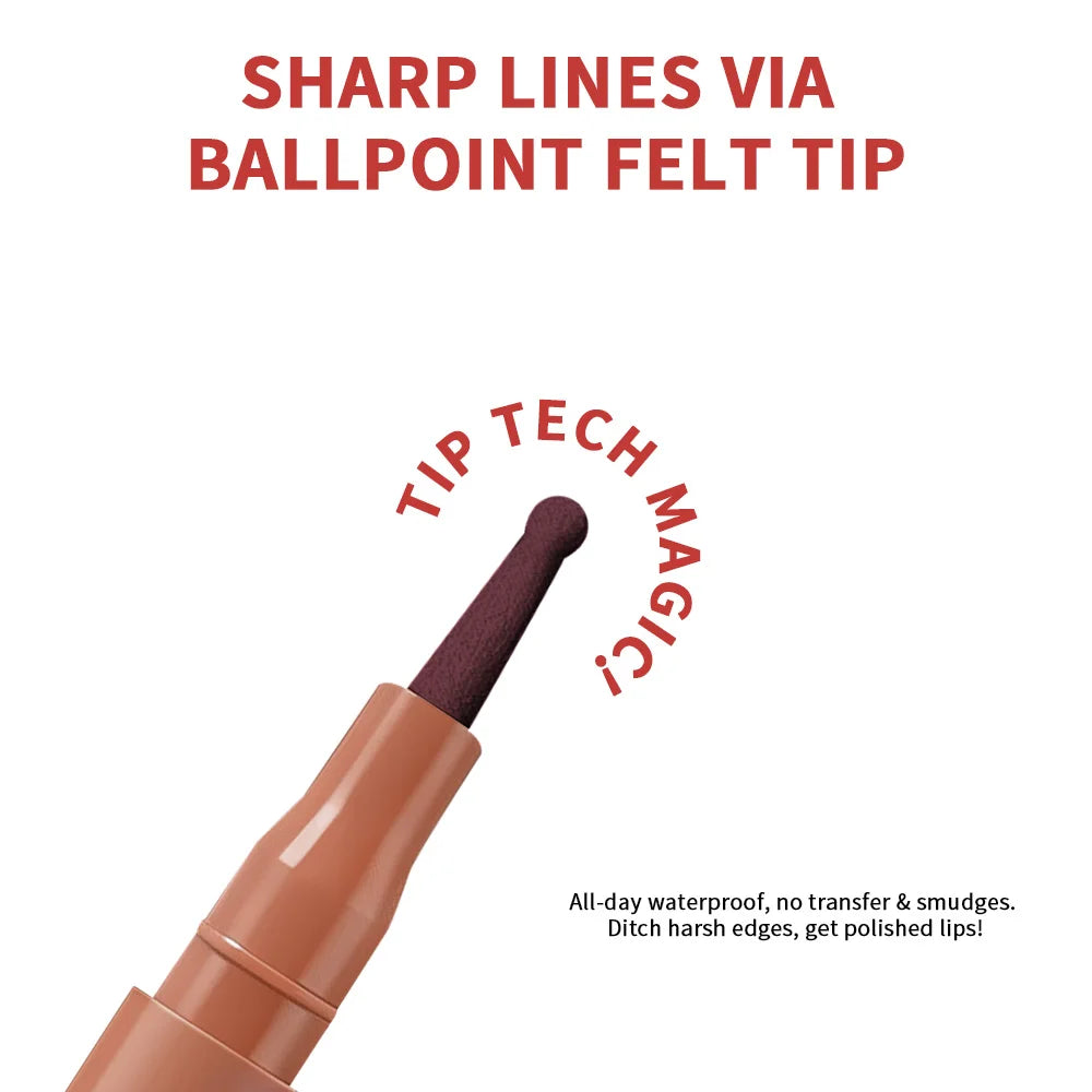 Lakerain Lip Liner Waterproof Transfer-proof Long-lasting Wear Pen Style Felt Head Design Blendable Lip Liner Stain Pen