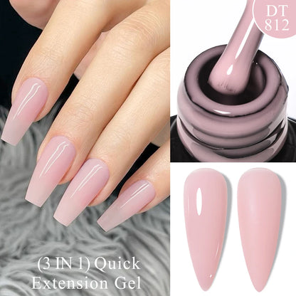 MEET ACROSS 7ml Rubber Base Gel Glitter Nude Pink White 2 In 1 Gel Nail Polish Nail Art Varnish For Nails Winter Autumn Manicure
