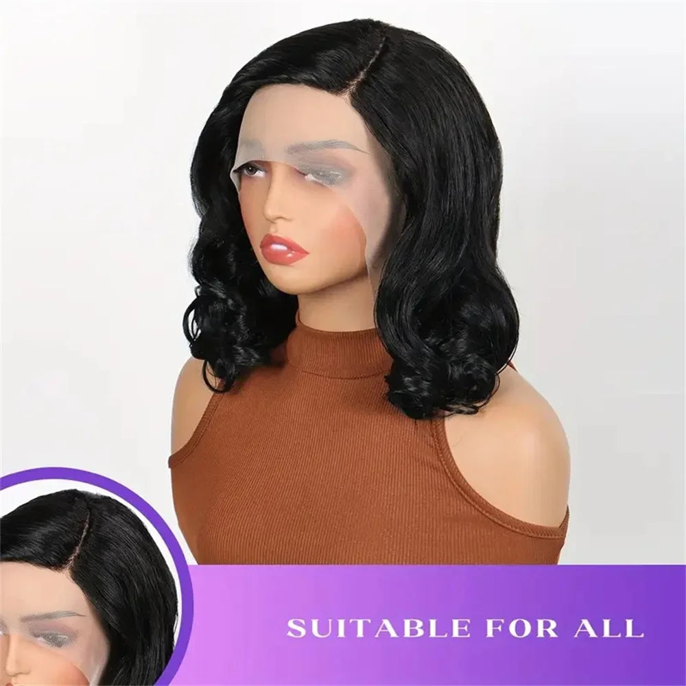 Loose Bouncy Wave Short Bob Wigs Raw Vietnamese Virgin Hair Side Part Body Wave Human Hair Lace Frontal Pre Cut 13x4 Hd Lace Wig