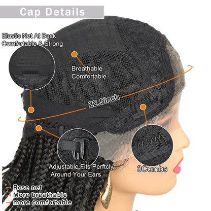 Alibaby 12inch Synthetic Knotless Box Braided Wigs for Women Premium Braided Lace Front Wigs with Baby Hair Natural Looking