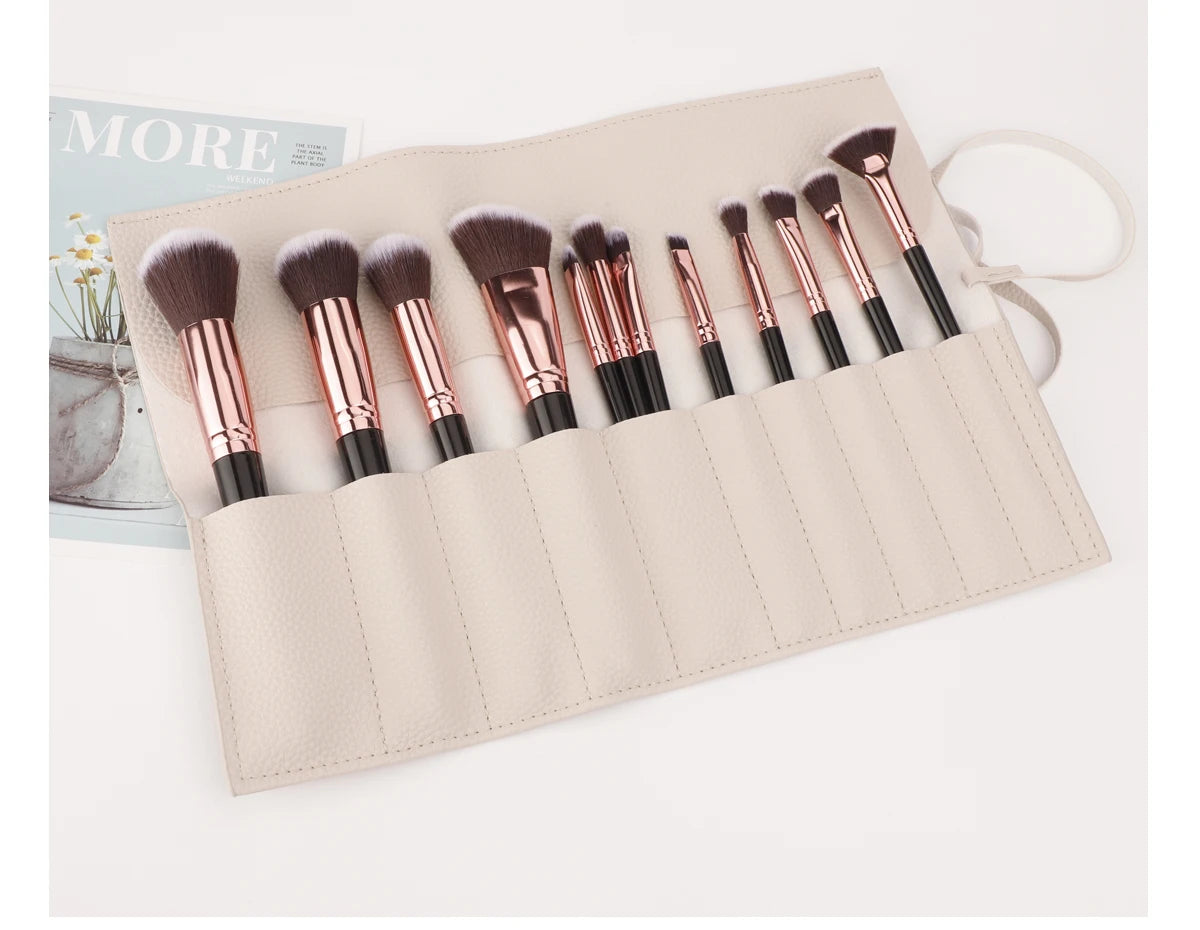 Roll Up Makeup Brush Holder, Makeup Brush Organizer, Travel Makeup Brushes Bag Cosmetic Bags Pouch For Women Eyebrow Brushes
